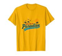 Bienvenido a Paradise Tropical Beach Vacation Camiseta, Hombre, Dorado Brillante, 3XL