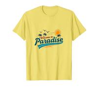 Bienvenido a Paradise Tropical Beach Vacation Camiseta, Hombre, Limón, 3XL