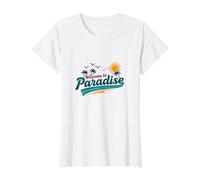 Bienvenido a Paradise Tropical Beach Vacation Camiseta, Mujer, Blanco, M