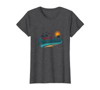 Bienvenido a Paradise Tropical Beach Vacation Camiseta, Mujer, Jaspeado Oscuro, S
