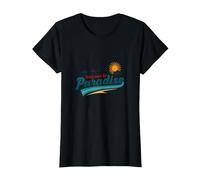 Bienvenido a Paradise Tropical Beach Vacation Camiseta, Mujer, Negro, M