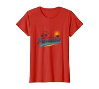 Bienvenido a Paradise Tropical Beach Vacation Camiseta, Mujer, Rojo, XS