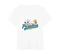 Bienvenido a Paradise Tropical Beach Vacation Camiseta, Mujer Tallas Grandes, Blanco, 6XL Grande