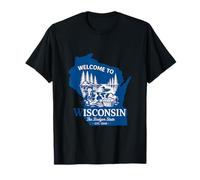 Bienvenido a Wisconsin Silueta Vintage del Estado Camiseta