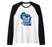 Bienvenido a Wisconsin Silueta Vintage del Estado Camiseta Manga Raglan