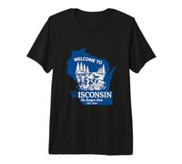 Bienvenido a Wisconsin Silueta Vintage del Estado Camiseta Premium