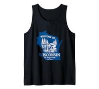 Bienvenido a Wisconsin Silueta Vintage del Estado Camiseta sin Mangas