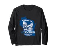 Bienvenido a Wisconsin Silueta Vintage del Estado Manga Larga