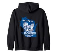 Bienvenido a Wisconsin Silueta Vintage del Estado Sudadera con Capucha