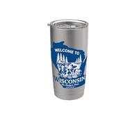 Bienvenido a Wisconsin Silueta Vintage del Estado Vaso térmico de acero inoxidable de doble pared