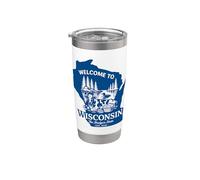 Bienvenido a Wisconsin Silueta Vintage del Estado Vaso térmico de acero inoxidable de doble pared