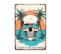 Bienvenido Al Paraíso De Los Esqueletos Carteles De Pared De Metal Decoración Metal Cartel Vintage Cartel De Chapa Para Tienda Cafetería Hogar