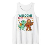 Bienvenido de nuevo a la escuela Happy Bigfoot Cute Dinosaur 3 Rex Camiseta sin Mangas