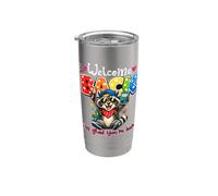 Bienvenido de nuevo I'm Glad You're Here Raccoon Back to School Vaso térmico de acero inoxidable de doble pared