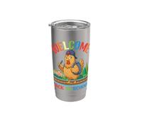 Bienvenido de regreso a la escuela lindo pollo estudiante niños niñas niños Vaso térmico de acero inoxidable de doble pared