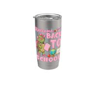 Bienvenido De Regreso Al Día De La Escuela Linda Tortuga Vaso térmico de acero inoxidable de doble pared