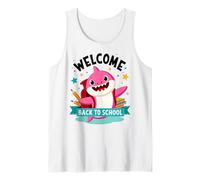 Bienvenido de vuelta a la escuela Happy First Day Cute Shark Camiseta sin Mangas
