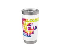 Bienvenido, me alegro de que estés aquí, divertido Tie Dye para el regreso a clases Vaso térmico de acero inoxidable de doble pared