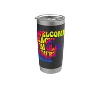 Bienvenido, me alegro de que estés aquí, divertido Tie Dye para el regreso a clases Vaso térmico de acero inoxidable de doble pared