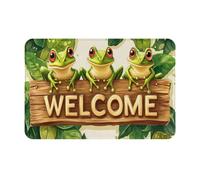 Bienvenido Rana Verde Divertida Personalizada Alfombra Exterior Lavable Felpudo De Entrada Plegable Alfombrilla De Baño para Exterior Bañera Hogar 40X60Cm