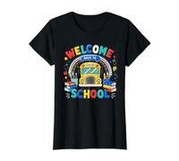 Bienvenido Volver a la Escuela Conductor de autobús Maestros Hombres Mujeres Niños Camiseta gráfica económica, Mujer, Negro, L