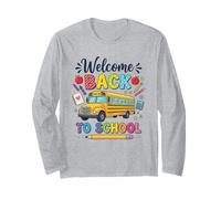 Bienvenido Volver a la Escuela Conductor de autobús Primer día Equipo de Transporte Manga Larga