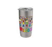 Bienvenidos a los refugiados y migrantes Vaso térmico de acero inoxidable de doble pared