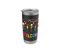 Bienvenidos a los refugiados y migrantes Vaso térmico de acero inoxidable de doble pared