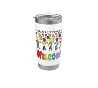 Bienvenidos a los refugiados y migrantes Vaso térmico de acero inoxidable de doble pared
