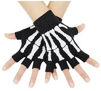 Bienvenu Guantes unisex elásticos, sin dedos, esqueleto, guantes, Blanco, Talla única