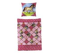 Bierbaum 2343 _ 01 Pferdefreunde Juego de Cama de algodón, Color Rosa, 135 x 200 cm