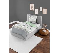 Bierbaum 4104 - Juego de Cama de Franela Fina, diseño alemán, Color Verde 30, 135 x 200 + 80 x 80 cm