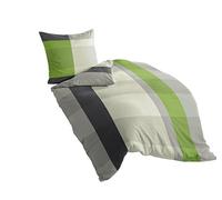 Bierbaum 6463 Dessin - Juego de cama de satén mako, satén mako, verde, 155 x 220 cm