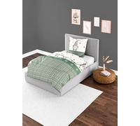 Bierbaum Juego de Ropa de Cama 3743, Franela Fina, 100% algodón, diseño en Alemania, Color Verde 30, 135 x 200 + 80 x 80 cm