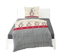 Bierbaum Juego de Ropa de Cama 3743, Franela Fina, 100% algodón, diseño en Alemania, Gris 10, 135 x 200 + 80 x 80 cm, Multicolor