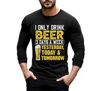 Biertrinker Bier Bierliebhaber Spruch Lustig T-Shirt Männer Langarmshirt mit Bier Aufdruck Münchner Oktoberfest Sweatshirt, Negro , M