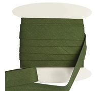 Bies de algodón Liso de Bella Calidad - Nueva versión más Amplia - Bies de Costura de algodón -Disponible en más de 20 Colores (por 10 Metros, Verde Caqui)
