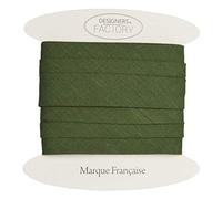 Bies de algodón liso de bella calidad - Nueva versión más amplia - Bies de costura de algodón -disponible en más de 20 colores (Por 5 metros, Verde caqui)