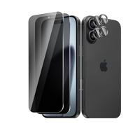 BIESHKJ Paquete de 2 protectores de pantalla de privacidad para iPhone 17 + protector de lente de cámara, vidrio templado antiespía, fácil de instalar, dureza 9H, resistente a los arañazos, sin