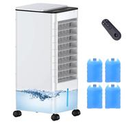BIESQYA - Acondicionador de aire portátil, unidad de CA sin conductos, ventilador oscilante evaporativo sin ventanas, tanque de agua extraíble, 2 cajas de hielo