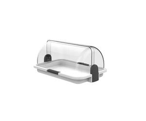 Biesse - Polibox, Vitrina expositiva, recipiente porta alimentos pequeño de plástico transparente con doble apertura (Blanco)