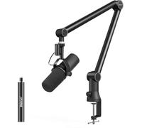 Bietrun - Brazo articulado con fijación de mesa para micrófono Shure SM7B/MV7/Blue Yeti/Nano/Hyperx Quadcast, giro 360°, metálico, adaptador 3/8-5/8", organizador de cables, soporte para auriculares