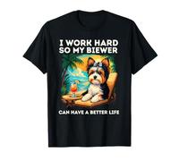 Biewer Dog Lover I Work Hard Design, Divertido Biewer Terrier Camiseta