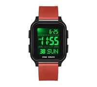 BIEWO Reloj deportivo digital para hombre, multifuncional, unisex, esfera cuadrada de números grandes, impermeable, electrónico, LED, reloj, Negro y rojo