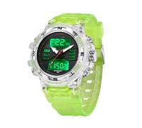 BIEWO Reloj deportivo digital para mujer, impermeable, analógico, militar, para exteriores, con retroiluminación LED, alarma, cronómetro, reloj de pulsera, Verde transparente
