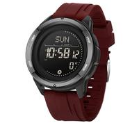 BIEWO Reloj deportivo militar digital, resistente al agua 5 ATM, fitness, brújula, metrónomo, calorías, cronómetro, correr, silicona roja