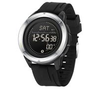 BIEWO Reloj deportivo militar para hombre, digital, 5 ATM, resistente al agua, reloj de fitness con brújula, metrónomo, calorías, cronómetro, podómetro, reloj de carrera (silicona, color plateado