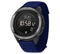 BIEWO Reloj deportivo militar para hombre, digital, impermeable, 5 ATM, reloj de fitness con brújula, metrónomo, contador de calorías, cronómetro, contador de pasos, reloj de carreras (Nylon azul)
