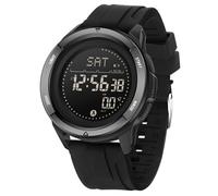 BIEWO Reloj deportivo militar para hombre, digital, resistente al agua, 5 ATM, reloj de fitness con brújula, metrónomo, contador de calorías, cronómetro, cronómetro, reloj de carrera, silicona negra