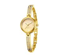 BIEWO Relojes para mujer, reloj de pulsera analógico de cuarzo para mujer, elegante pulsera de diamantes dorados plateados, reloj de vestir, Dorado.